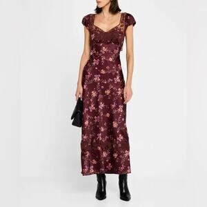 Free People Butterfly Babe Maxi Dress in Burgundy and Pink